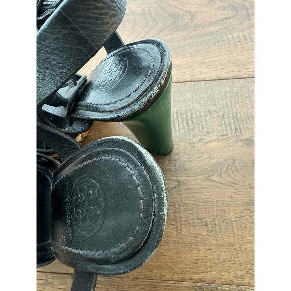Tory Burch Black and Green Platform Heels - Picture 12 of 13